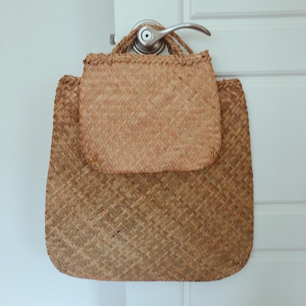 Flat Rattan bags. Set of 2